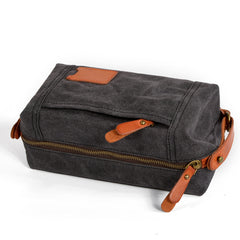 Cool Canvas Leather Mens Large Clutch Bag Handbag Storage Bag Wash Bag For Men - iwalletsmen