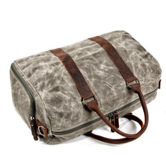 Waxed Canvas Leather Mens Large Fitness Bag Travel Green Weekender Bag Duffle Bag for Men - iwalletsmen
