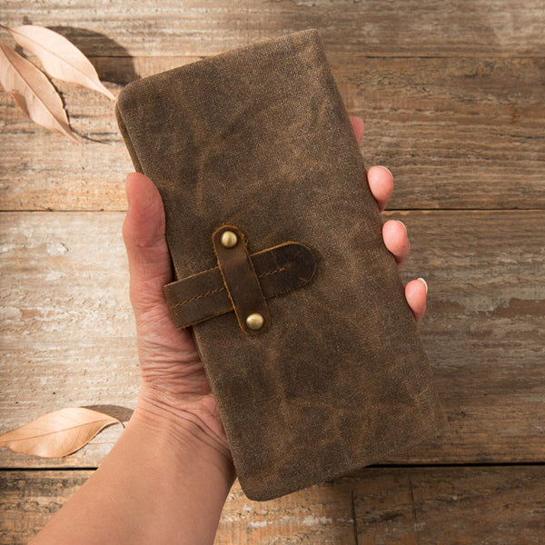 Cool Canvas Leather Mens Long Wallet Long Wallet for Men - iwalletsmen