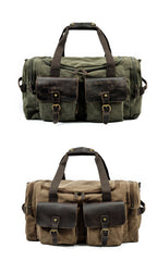 Cool Canvas Leather Mens Retro Large Green Travel Weekender Bag Duffle Bag for Men - iwalletsmen