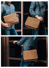 Cool Canvas Mens Side Bag Black Shoulder Bag Gray College Bag Khaki Messenger Bag for Men - iwalletsmen