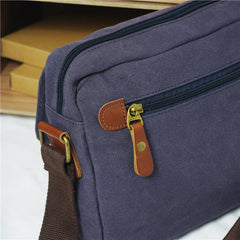 Cool Canvas Leather Mens Small Black Tablet Bag Shoulder Bag Gray Side Bag Messenger Bag for Men - iwalletsmen