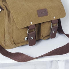 Cool Canvas Leather Mens Black Side Bag Blue Shoulder Bag Red College Bag Messenger Bag for Men - iwalletsmen