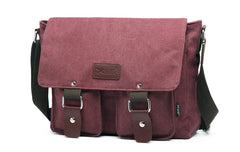 Cool Canvas Leather Mens Black Side Bag Blue Shoulder Bag Red College Bag Messenger Bag for Men - iwalletsmen