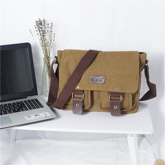 Cool Canvas Leather Mens Black Side Bag Blue Shoulder Bag Red College Bag Messenger Bag for Men - iwalletsmen