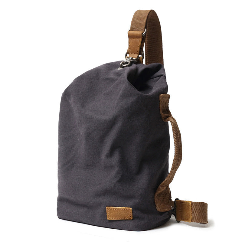 Cool Canvas Mens Sling Bag Backpack Travel Chest Bag Canvas Barrel Bag for Men - iwalletsmen