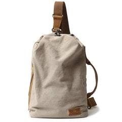 Cool Canvas Mens Sling Bag Backpack Travel Chest Bag Canvas Barrel Bag for Men - iwalletsmen