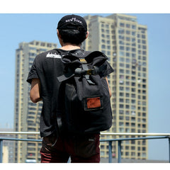 Cool Canvas Mens Khaki Barrel Travel Backpack Computer Backpack Hiking Backpack for Men - iwalletsmen