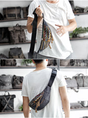 Cool Canvas Village Mens Sling Bag Chest Bag One Shoulder Backpack for Men - iwalletsmen