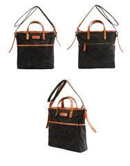 Cool Canvas Leather Mens Small Brown Messenger Bag Vertical Side Bag Shoulder Bag Tote Handbag For Men - iwalletsmen