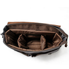 Waxed Canvas Leather Mens Waterproof Black 14‘’ Camera Bag Shoulder Bag Messenger Bag For Men - iwalletsmen