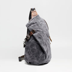 Cool Canvas Leather Mens Sling Bag Waterproof Chest Bag One Shoulder Backpack for Men - iwalletsmen