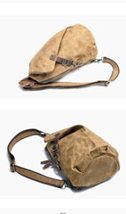 Cool Canvas Leather Mens Sling Bag Waterproof Chest Bag One Shoulder Backpack for Men - iwalletsmen