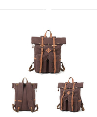 Cool Waxed Canvas Leather Mens Waterproof 16‘’ Large Hiking Backpack Travel Backpack for Men - iwalletsmen