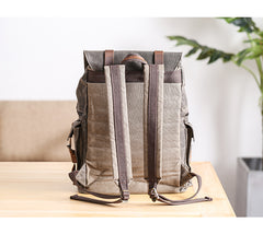 Waxed Canvas Leather Mens Gray Waterproof 15‘’ Large Backpack Travel Backpack College Backpack for Men - iwalletsmen