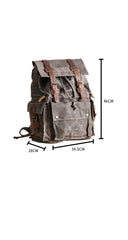 Waxed Canvas Leather Mens Gray Waterproof 15‘’ Large Backpack Travel Backpack College Backpack for Men - iwalletsmen