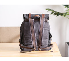 Waxed Canvas Leather Mens Gray Waterproof 15‘’ Large Backpack Travel Backpack College Backpack for Men - iwalletsmen