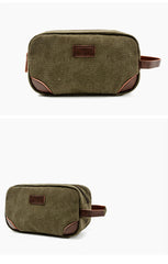 Waxed Canvas Leather Mens Women's Cosmetic Bag Clutch Bag Handbag Storage Bag Wash Bag For Men - iwalletsmen