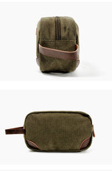 Waxed Canvas Leather Mens Women's Cosmetic Bag Clutch Bag Handbag Storage Bag Wash Bag For Men - iwalletsmen