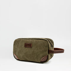 Waxed Canvas Leather Mens Women's Cosmetic Bag Clutch Bag Handbag Storage Bag Wash Bag For Men - iwalletsmen