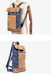 Cool Canvas Leather Mens Womens British 14'' Style College Computer Backpack Travel Backpack for Men - iwalletsmen