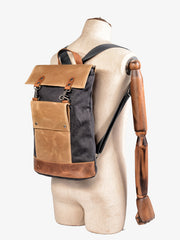 Cool Canvas Leather Mens Womens British 14'' Style College Computer Backpack Travel Backpack for Men - iwalletsmen