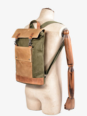 Cool Canvas Leather Mens Womens British 14'' Style College Computer Backpack Travel Backpack for Men - iwalletsmen