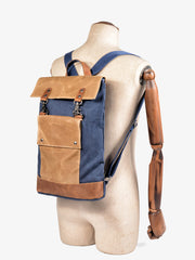 Cool Canvas Leather Mens Womens British 14'' Style College Computer Backpack Travel Backpack for Men - iwalletsmen