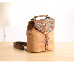Cute Canvas Leather Mens Womens Small Pink Backpack Khaki Travel Backpack College Backpack for Men - iwalletsmen