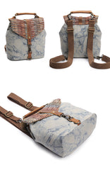 Cute Canvas Leather Mens Womens Small Pink Backpack Khaki Travel Backpack College Backpack for Men - iwalletsmen