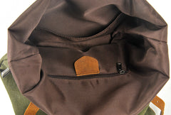 Cool Canvas Leather Mens Large Waterproof Green Backpack Travel Backpack Black Computer Backpack for Men - iwalletsmen