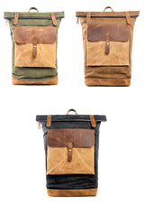 Cool Canvas Leather Mens Large Waterproof Green Backpack Travel Backpack Black Computer Backpack for Men - iwalletsmen