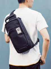 Cool Oxford Cloth PVC Men's Black Sling Bag Chest Bag One Shoulder Backpack For Men - iwalletsmen