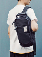 Cool Oxford Cloth PVC Men's Black Sling Bag Chest Bag One Shoulder Backpack For Men - iwalletsmen