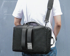 Cool PVC Canvas Men's Blue Messenger Bag Travel Backpack 15.5'' Black Handbag For Men - iwalletsmen
