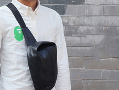 Cool OXFORD CLOTH PVC Black Men's One Shoulder Backpack Sling Bag For Men - iwalletsmen