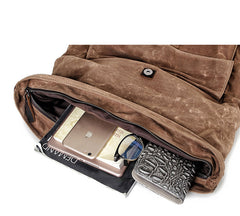 Cool Waxed Canvas Mens Waterproof 15.6'' Travel Backpack Hiking Backpack for Men - iwalletsmen