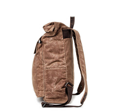 Cool Waxed Canvas Mens Waterproof 15.6'' Travel Backpack Hiking Backpack for Men - iwalletsmen