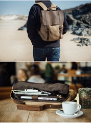 Vintage Canvas Mens Womens Large Pink College Backpack 14'' Green Travel Backpack Computer Backpack For Men - iwalletsmen