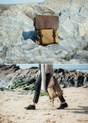 Vintage Canvas Mens Womens Large Pink College Backpack 14'' Green Travel Backpack Computer Backpack For Men - iwalletsmen