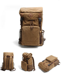 Cool Canvas Mens Retro Large 15‘’ Backpack Travel Backpack Hiking Backpack for Men - iwalletsmen