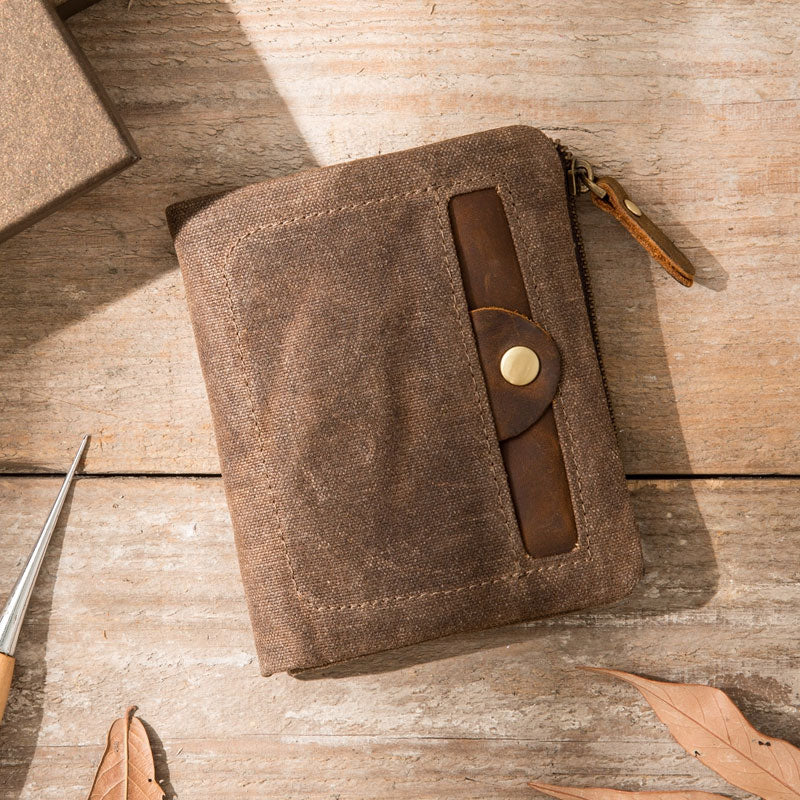 Cool Canvas Mens Small Wallet Bifold Vintage billfold Wallets for Men - iwalletsmen