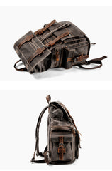 Cool Canvas Mens Vintage Large Black Backpack Computer Khaki Backpack Travel Backpack Hiking Backpackfor Men - iwalletsmen