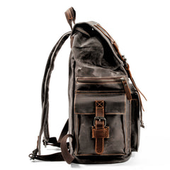 Cool Canvas Mens Vintage Large Black Backpack Computer Khaki Backpack Travel Backpack Hiking Backpackfor Men - iwalletsmen