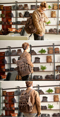 Cool Canvas Mens Vintage Large Black Backpack Computer Khaki Backpack Travel Backpack Hiking Backpackfor Men - iwalletsmen