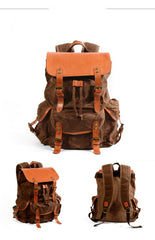 Black Waxed Canvas Mens Waterproof Large Hiking Bag Travel Bag 15.6‘’ Computer Bag for Men - iwalletsmen