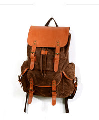 Black Waxed Canvas Mens Waterproof Large Hiking Bag Travel Bag 15.6‘’ Computer Bag for Men - iwalletsmen