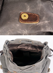 Cool Waxed Canvas Mens Waterproof 15'' Travel Backpack Hiking Backpack for Men - iwalletsmen