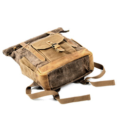 Cool Canvas Leather Mens Large Waterproof Travel Backpack Green Computer Hiking Backpack for Men - iwalletsmen