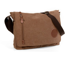 Cool Casual Canvas Womens Mens Side Bag 14'' Shoulder Bag Khaki Messenger Bag For Men - iwalletsmen